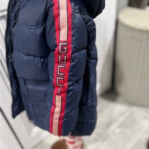 Gucci KIDS Dark Blue Jacket with Subtle Red Accents